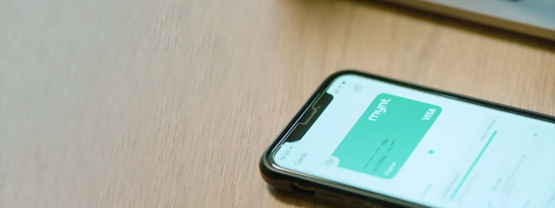 mynt card on mobile phone screen