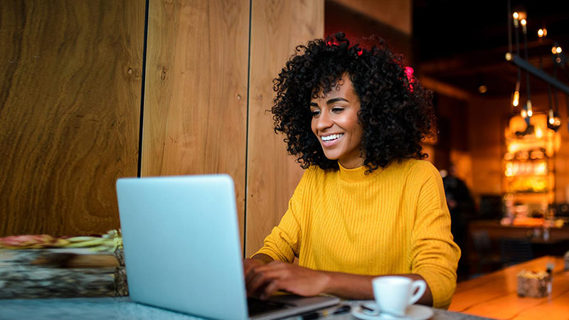 woman using laptop